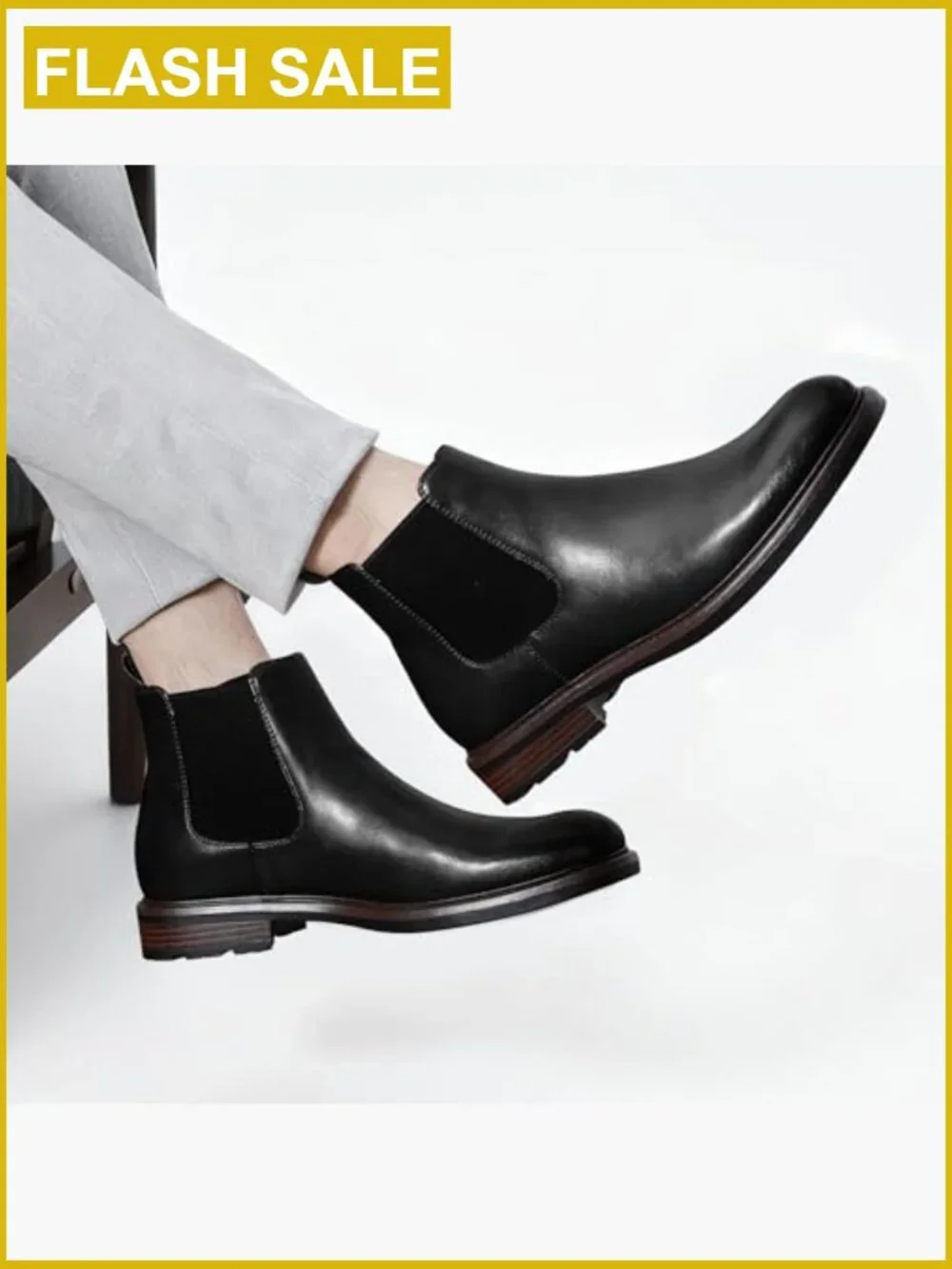 Men's Chelsea Ankle Boots Slip-On Dress Bootie Casual